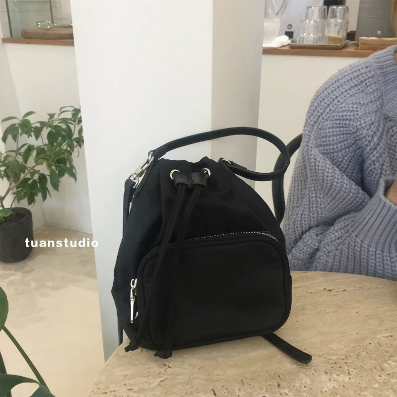 Canvas Shoulder Bag Tassel Bucket Crossbody Tote Phone Pouch Female Bag
