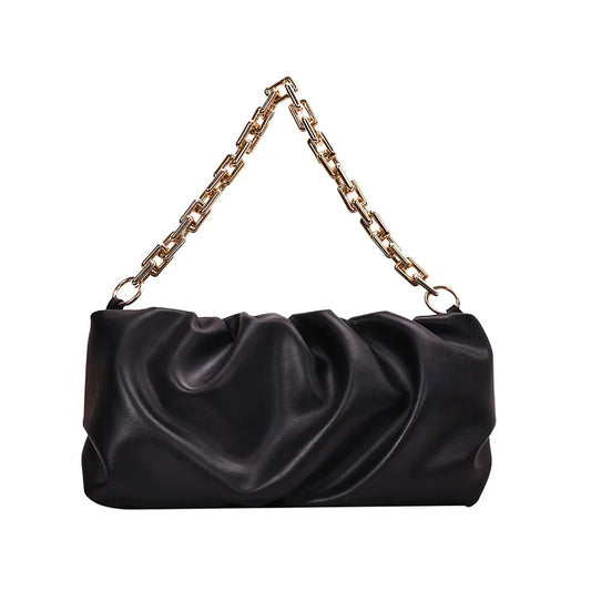 Small Hobo Crossbody Bags High Leather Handbags Chain Pleated Dumpling Totes
