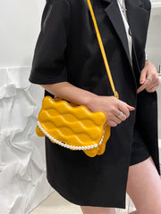 Small Beaded Crossbody Bag for Women Pu Leather Handbag
