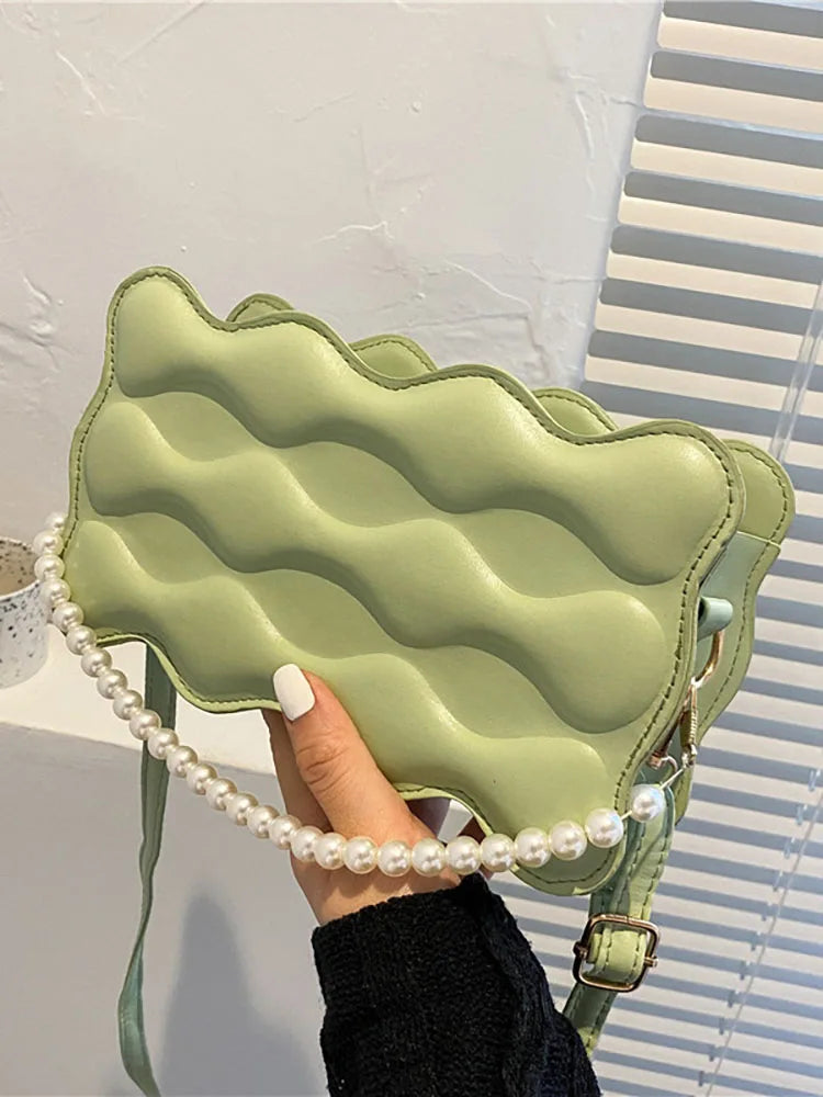 Small Beaded Crossbody Bag for Women Pu Leather Handbag