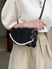 Small Beaded Crossbody Bag for Women Pu Leather Handbag