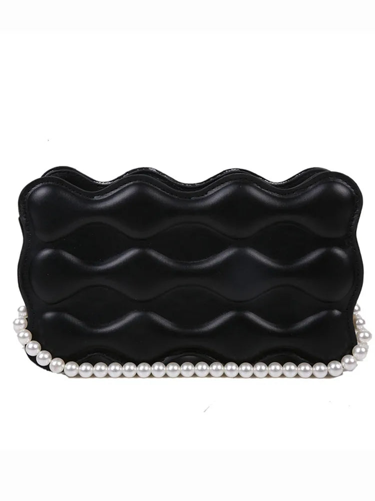 Small Beaded Crossbody Bag for Women Pu Leather Handbag