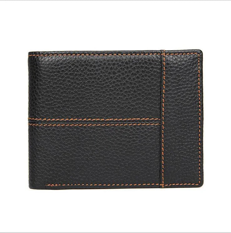 Small Leather Men's Mini Purse Wallet Slim with Photo Slot Coffee