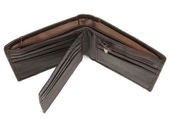 Small Leather Men's Mini Purse Wallet Slim with Photo Slot Coffee