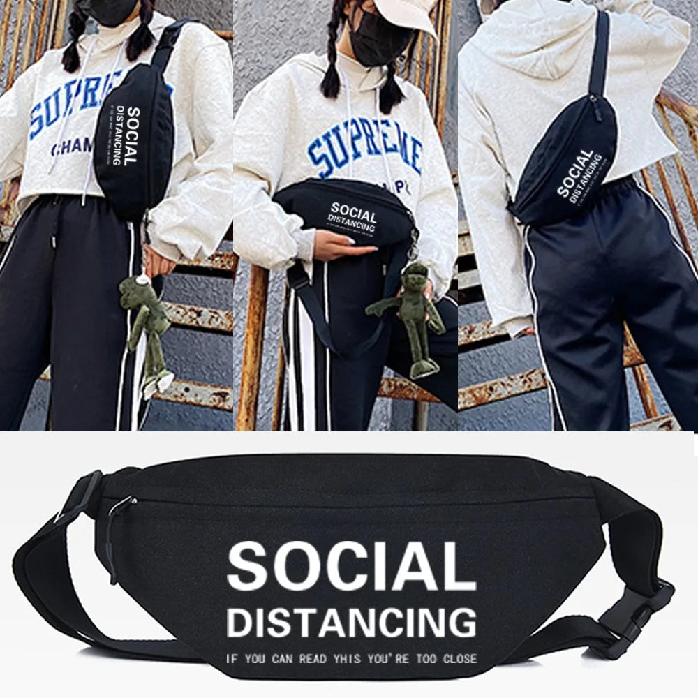 Small Letters Print Waist Bags Casual Functional Money Phone Pouch