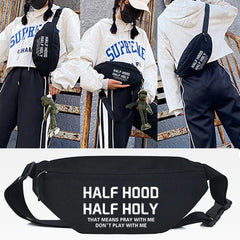 Small Letters Print Waist Bags Casual Functional Money Phone Pouch