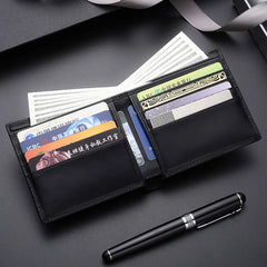 Men Short Wallet Leather Top Sheepskin Money Clip