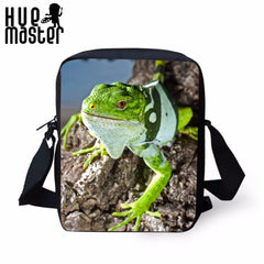 Lizard Print Small Crossbody Messenger Bag for Kids Women Men