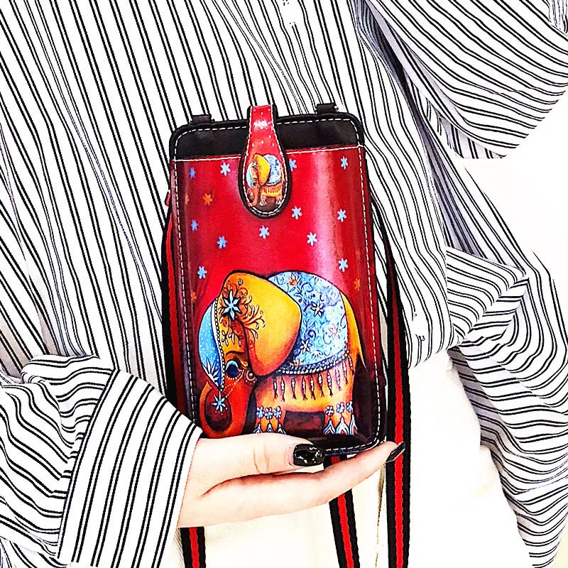 Vintage Printed Small Messenger Bag for Women