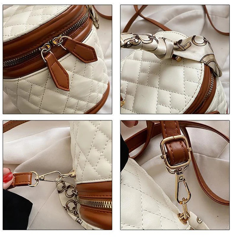 Vintage Bucket Messenger Bag Ladies Scarf Handle Handbag
