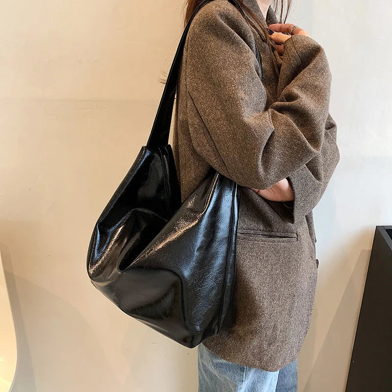 Oily Skin PU Leather Crossbody Bag High Capacity Shoulder Handbag