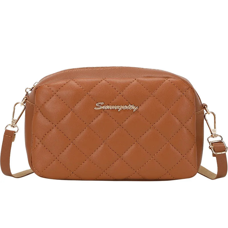 Small PU Leather CrossBody Bags Zipper Thread Shoulder Bags for Women