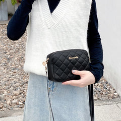Small PU Leather CrossBody Bags Zipper Thread Shoulder Bags for Women