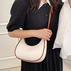 Half-Moon Shoulder Bag for Women PU Leather Travel Crossbody Handbag
