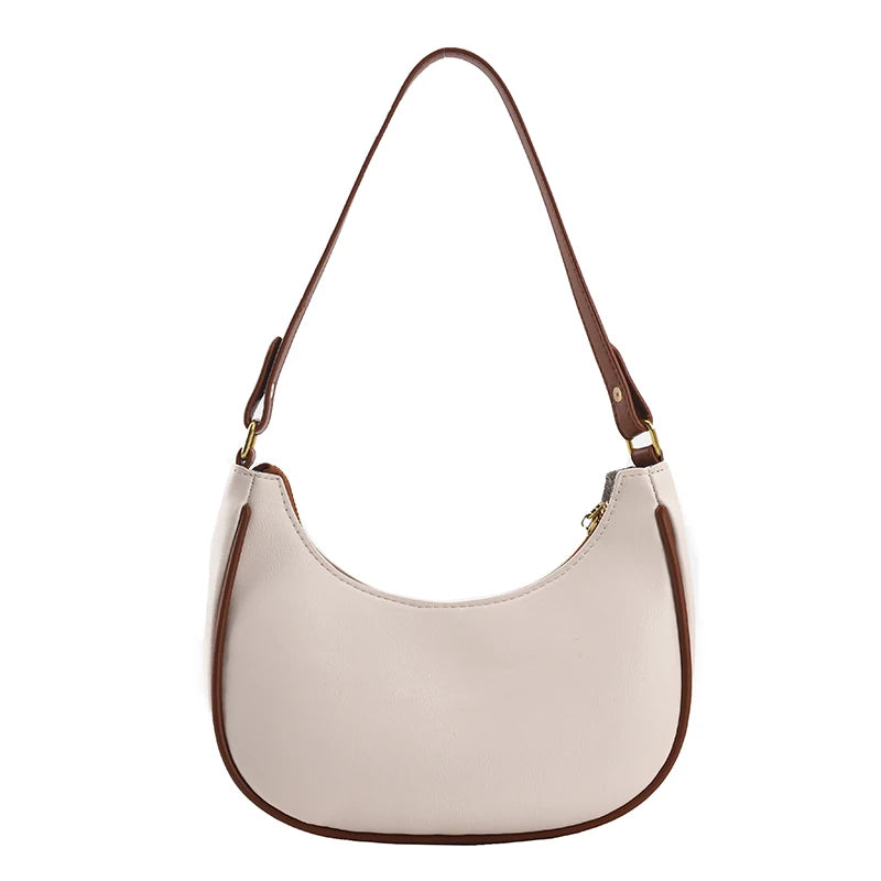Half-Moon Shoulder Bag for Women PU Leather Travel Crossbody Handbag