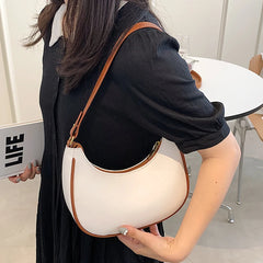 Half-Moon Shoulder Bag for Women PU Leather Travel Crossbody Handbag
