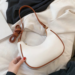 Half-Moon Shoulder Bag for Women PU Leather Travel Crossbody Handbag