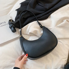 Half-Moon Shoulder Bag for Women PU Leather Travel Crossbody Handbag