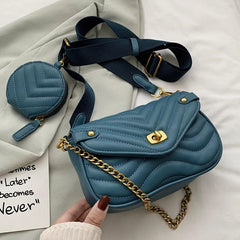 Small PU Leather Shoulder Bag For Women Travel Crossbody Bag 2 PCS/SET