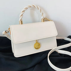Small PU Leather Shoulder Bags for Women Square Messenger Bag Solid Flap