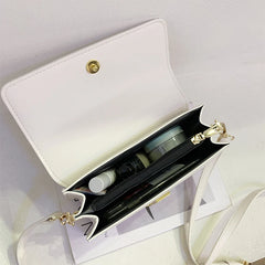 Small PU Leather Shoulder Bags for Women Square Messenger Bag Solid Flap