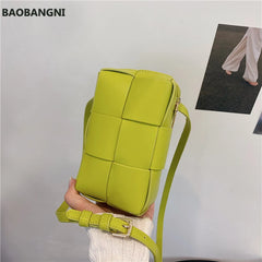 Women's PU Leather Square Shoulder Bag Crossbody Woven Sac Epaule