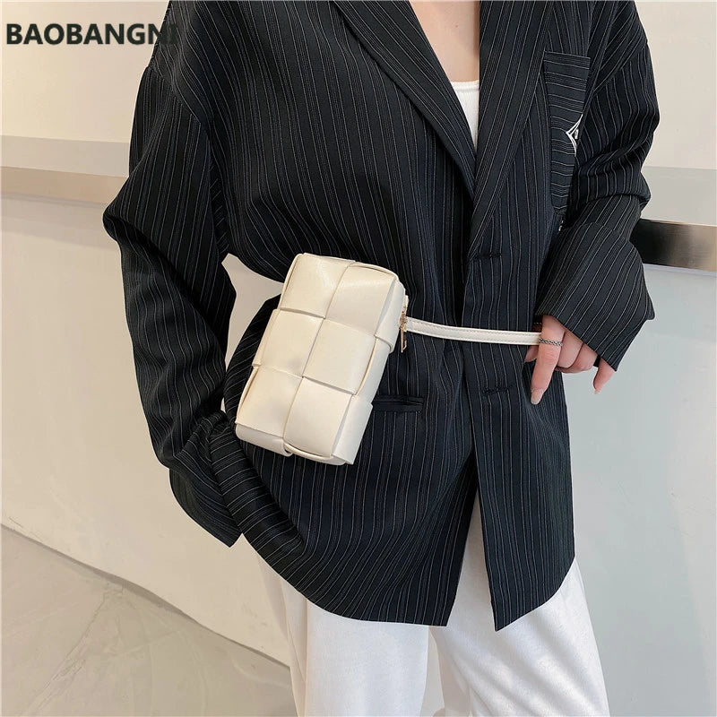 Women's PU Leather Square Shoulder Bag Crossbody Woven Sac Epaule