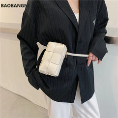 Women's PU Leather Square Shoulder Bag Crossbody Woven Sac Epaule