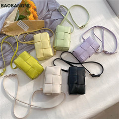 Women's PU Leather Square Shoulder Bag Crossbody Woven Sac Epaule