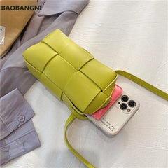 Women's PU Leather Square Shoulder Bag Crossbody Woven Sac Epaule