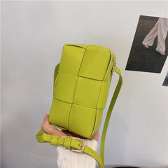 Women's PU Leather Square Shoulder Bag Crossbody Woven Sac Epaule