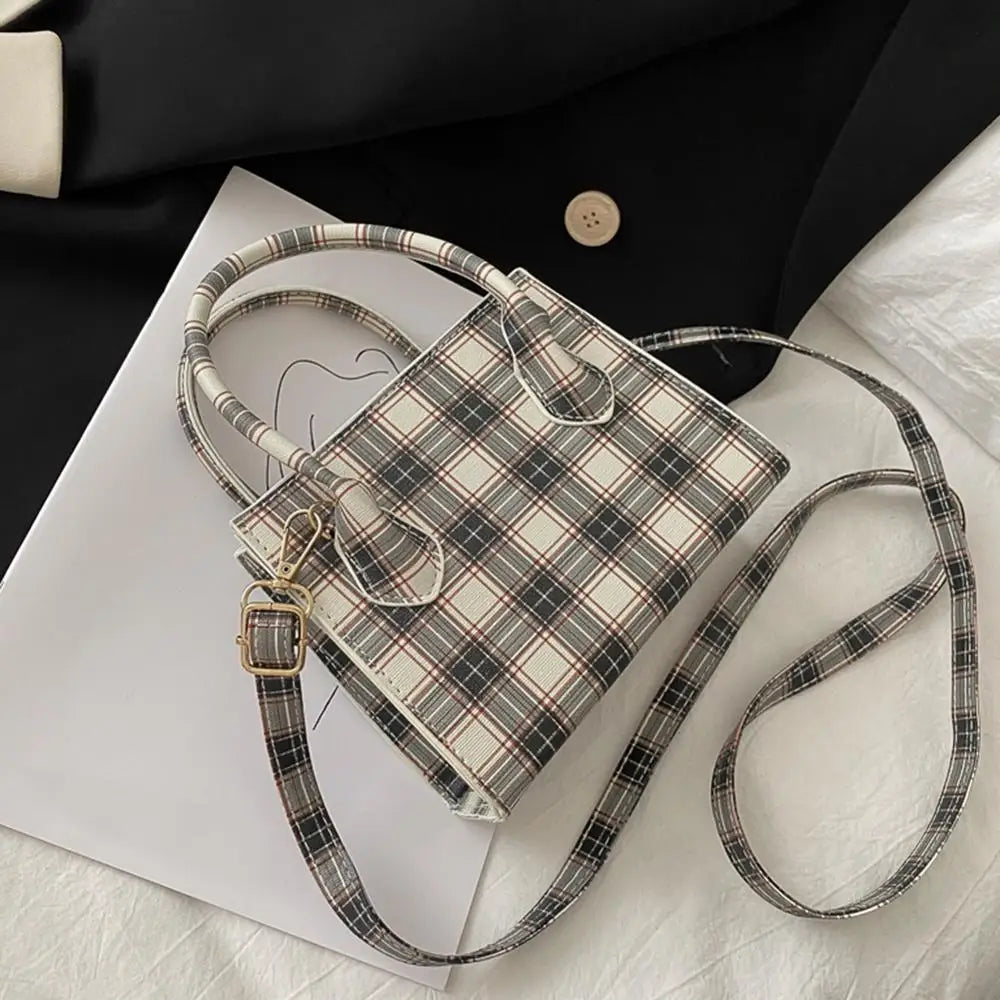 Plaid PU Leather Crossbody Bags For Women Summer Lady Shoulder Handbags
