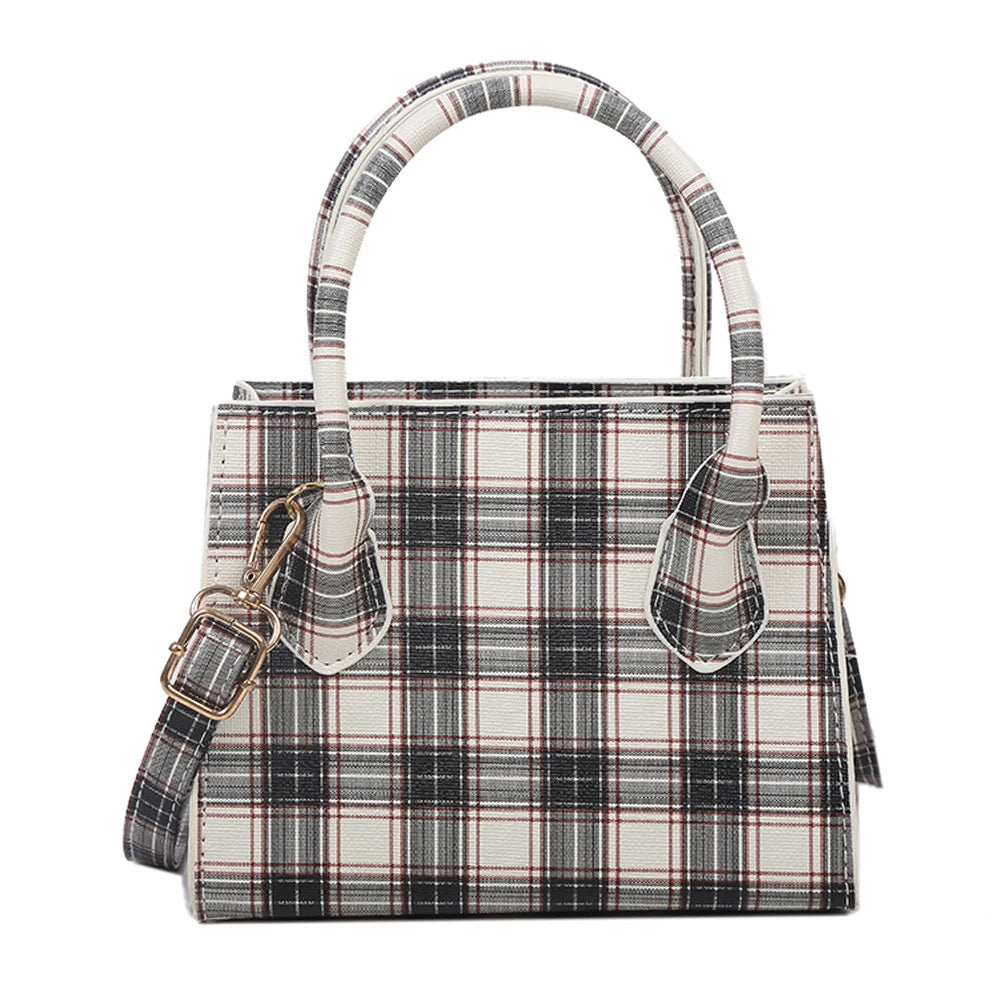 Plaid Pattern PU Leather Crossbody Bag for Women Shoulder Handbag Tote Purse