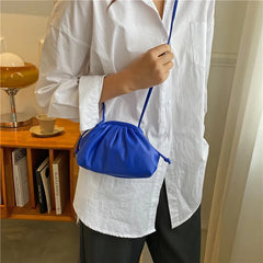 Pleated Clip Women's Shoulder Crossbody Bag Soft PU Leather HandBag Messenger