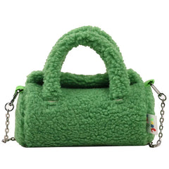 Plush Crossbody Handbag Chain Shoulder Tote Bag Lamb Fleece Messenger Domil