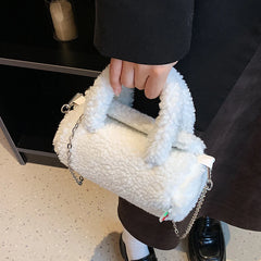 Plush Crossbody Handbag Chain Shoulder Tote Bag Lamb Fleece Messenger Domil