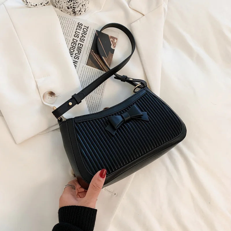 Pleated Crossbody Bags for Women Bow-knot Tote Handbags