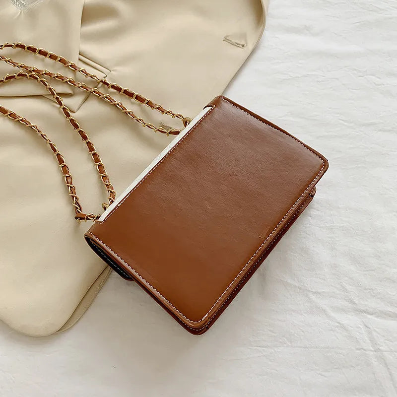 Vintage Square Messenger Bag Chain Crossbody - Women's Shoulder Handbags