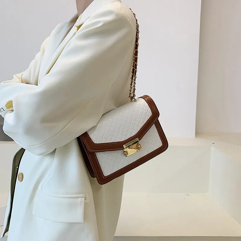 Vintage Square Messenger Bag Chain Crossbody - Women's Shoulder Handbags