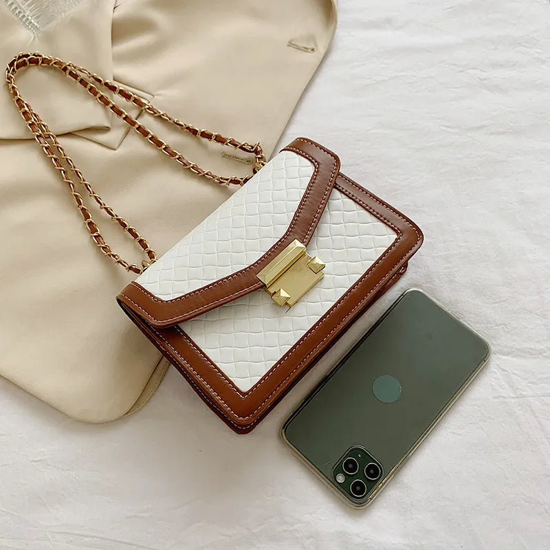 Vintage Square Messenger Bag Chain Crossbody - Women's Shoulder Handbags