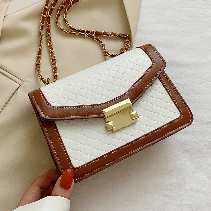 Vintage Square Messenger Bag Chain Crossbody - Women's Shoulder Handbags
