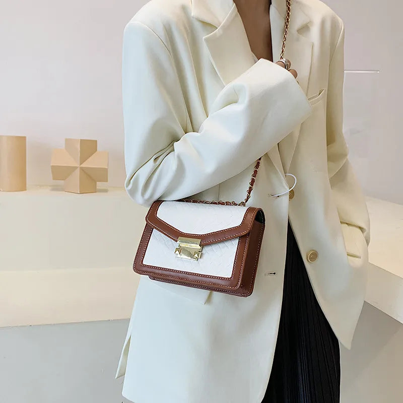 Vintage Square Messenger Bag Chain Crossbody - Women's Shoulder Handbags