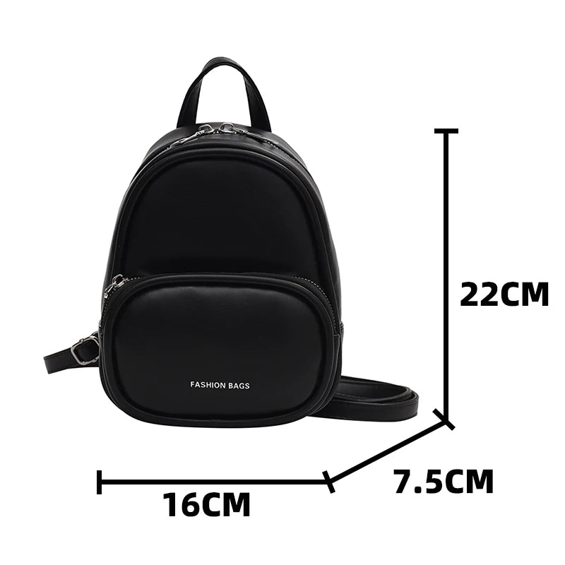 Small Pu Leather Casual Backpacks Portable All Match Pure Mini Bag