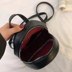 Small Pu Leather Casual Backpacks Portable All Match Pure Mini Bag