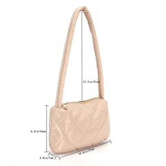 Quilted Cotton-Padded Underarm Bag Women Casual Handbag Autumn Winter Shoulder B