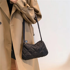 Quilted Cotton-Padded Underarm Bag Women Casual Handbag Autumn Winter Shoulder B
