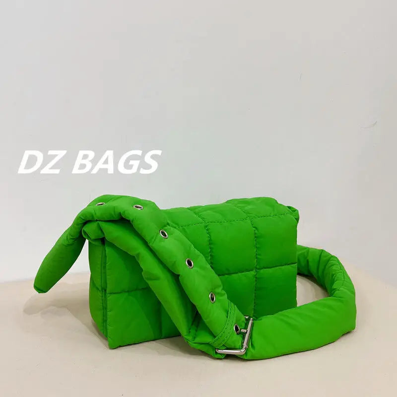 Red Woven Pillow Bag Autumn Winter Women's Shoulder Messenger Down Bag