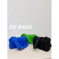 Red Woven Pillow Bag Autumn Winter Women's Shoulder Messenger Down Bag