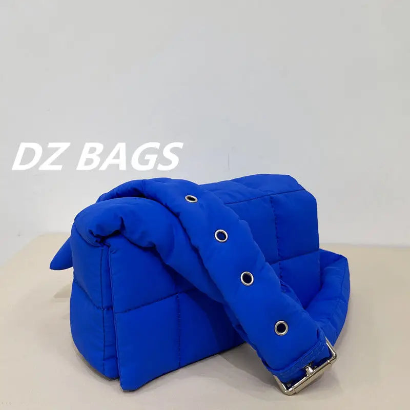 Red Woven Pillow Bag Autumn Winter Women's Shoulder Messenger Down Bag