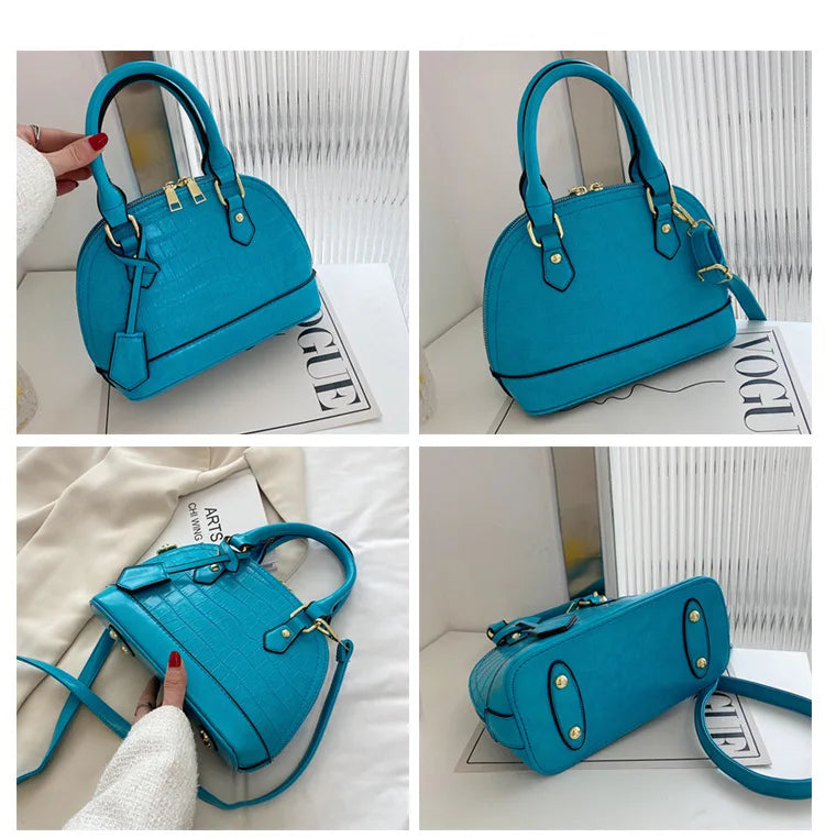 Retro Casual Shell Bag Women Totes Shoulder Bags Female Leather Crocodile Chain